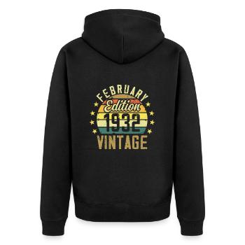 92nd Birthday - February 1932 - 92nd Gift - Unisex Premium Organic Zip Hoodie - black - Back - Nico (187cm)