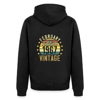 57th Birthday - February 1967 - 57th Birthday Gift - Unisex Premium Organic Zip Hoodie - black - Back - Nico (187cm)