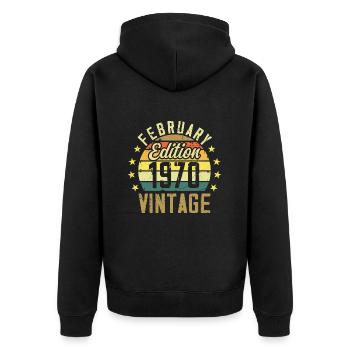 54th Birthday - February 1970 - 54th Gift - Unisex Premium Organic Zip Hoodie - black - Back - Nico (187cm)