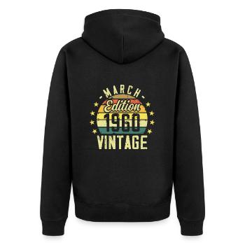 Vintage mars 1960 vintage cadeau anniversaire 1960 - Veste à capuche bio Premium Unisexe - noir - Dos - Nico (187cm)