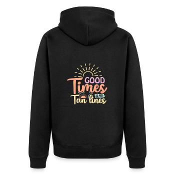 Good Times and Tan Lines - Unisex Premium Organic Zip Hoodie - black - Back - Nico (187cm)