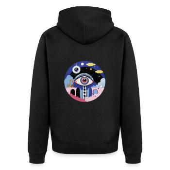 Œil psychédélique - Veste à capuche bio Premium Unisexe - noir - Dos - Nico (187cm)
