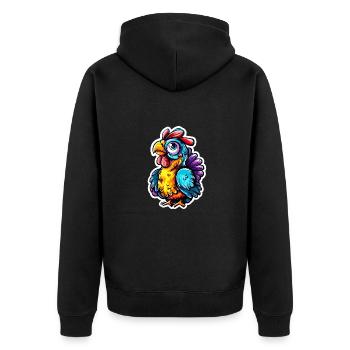 Colorful Chicken - Unisex Premium Organic Zip Hoodie - black - Back - Nico (187cm)