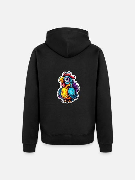 Buntes Huhn - Unisex Premium Bio Zip Hoodie - Schwarz