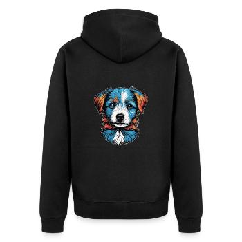 Portrait d'un petit chien bleu - Veste à capuche bio Premium Unisexe - noir - Dos - Nico (187cm)