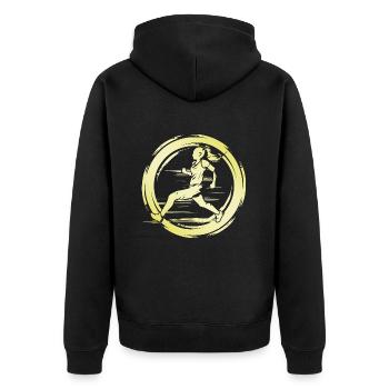 Running Marathon Woman - Unisex Premium Organic Zip Hoodie - black - Back - Nico (187cm)