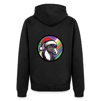 Pferd Weihnachten X-Mas - Unisex Premium Bio Zip Hoodie - Schwarz - Hinten - Nico (187cm)