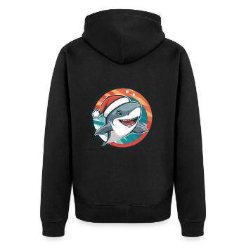 Shark Christmas X-Mas - Unisex Premium Organic Zip Hoodie - black - Back - Nico (187cm)