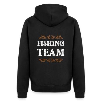 Fishing Crew - Unisex Premium Bio Zip Hoodie - Schwarz - Hinten - Nico (187cm)