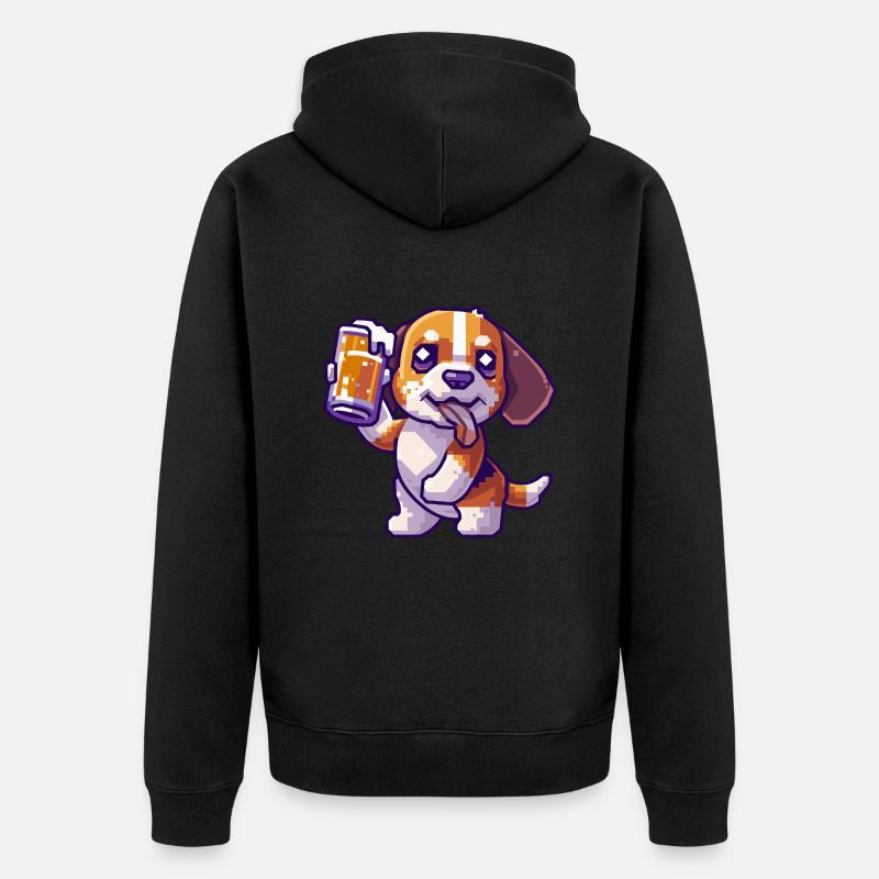 Beagle Dogs Bière Pixel - Veste à capuche bio Premium Unisexe - noir
