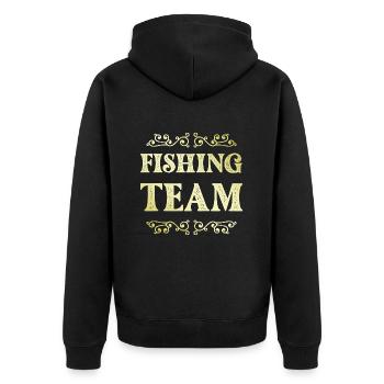 Fishing Team - Unisex Premium Organic Zip Hoodie - black - Back - Nico (187cm)
