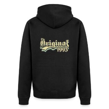 Geboren in 1993 - Unisex Premium Bio Zip Hoodie - Schwarz - Hinten - Nico (187cm)