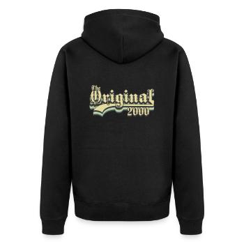 Born in 2000 the original - Unisex Premium Organic Zip Hoodie - black - Back - Nico (187cm)
