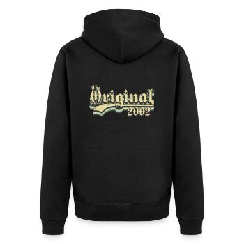 Geboren in 2002 das Original - Unisex Premium Bio Zip Hoodie - Schwarz - Hinten - Nico (187cm)