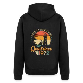 51 years old boat great since 1972 anniversary - Unisex Premium Organic Zip Hoodie - black - Back - Nico (187cm)