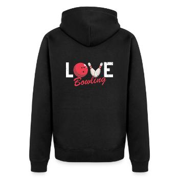 LOVE Bowling Cool Retro Vintage Bowler T-Shirt - Veste à capuche bio Premium Unisexe - noir - Dos - Nico (187cm)