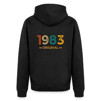 1982 Original - Unisex Premium Organic Zip Hoodie - black - Back - Nico (187cm)