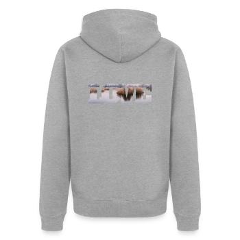 Natur in Liebe Wunderbare Aussicht - Unisex Premium Bio Zip Hoodie - Grau meliert - Hinten - Nico (187cm)