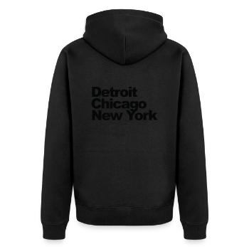 detroit chicago new york cadeau - Veste à capuche bio Premium Unisexe - noir - Dos - Nico (187cm)