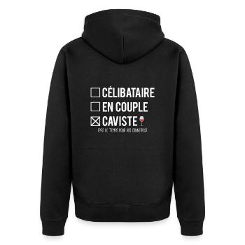 Célibataire En Couple Caviste Vigneron Vin Humour - Veste à capuche bio Premium Unisexe - noir - Dos - Nico (187cm)