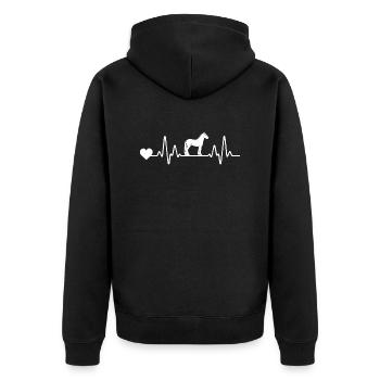 Horse Riding Rider Equestrian Sport Horses Heartbeat - Unisex Premium Organic Zip Hoodie - black - Back - Nico (187cm)