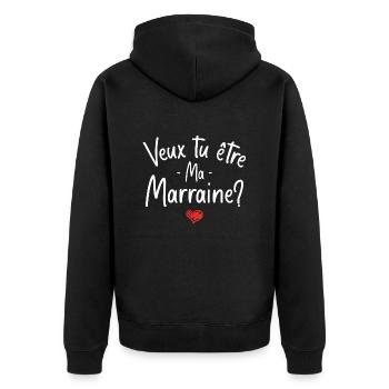 Veux tu être ma marraine? bébé cadeau naissance - Veste à capuche bio Premium Unisexe - noir - Dos - Nico (187cm)