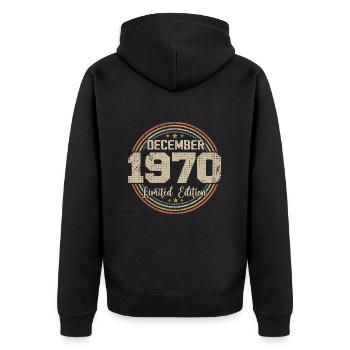 Les Légendes Sont Nées En Décembre 1970 - 1970 - Veste à capuche bio Premium Unisexe - noir - Dos - Nico (187cm)