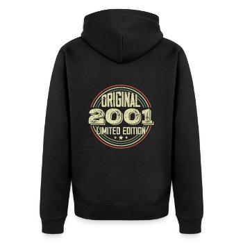 2001 Fêtes D’anniversaire, Un Millésime Légendaire - Veste à capuche bio Premium Unisexe - noir - Dos - Nico (187cm)