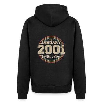 Les légendes sont nées en janvier 2001 - Veste à capuche bio Premium Unisexe - noir - Dos - Nico (187cm)