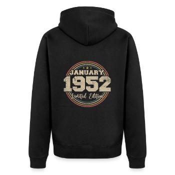 Die Legenden wurden im Januar 1952 geboren - Unisex Premium Bio Zip Hoodie - Schwarz - Hinten - Nico (187cm)