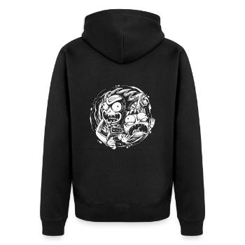 Rick And Morty Reisen In Andere Dimensionen - Unisex Premium Bio Zip Hoodie - Schwarz - Hinten - Nico (187cm)