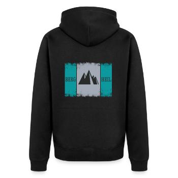 bergsteiger klettern bergsteigergruß "berg heil" - Unisex Premium Bio Zip Hoodie - Schwarz - Hinten - Nico (187cm)