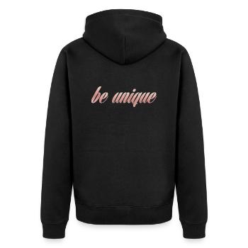 be unique - Unisex Premium Bio Zip Hoodie - Schwarz - Hinten - Nico (187cm)
