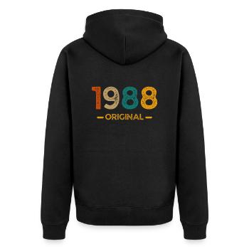 1988 Original - Unisex Premium Bio Zip Hoodie - Schwarz - Hinten - Nico (187cm)