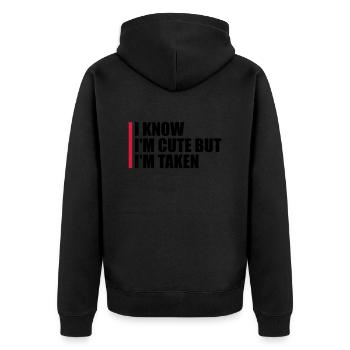 cute but taken quote - Unisex Premium Organic Zip Hoodie - black - Back - Nico (187cm)