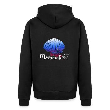meer meerweh moin moin meerjungfrau küstenkind - Unisex Premium Bio Zip Hoodie - Schwarz - Hinten - Nico (187cm)