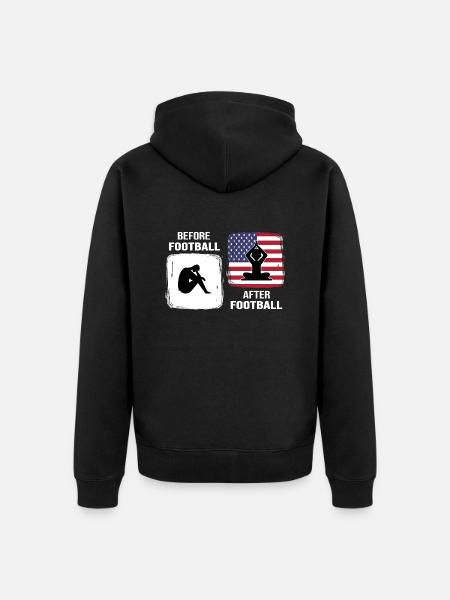 american football player - Unisex Premium Organic Zip Hoodie - black