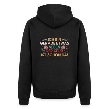 Schön neben Spur - Lustiger Spruch Fun Statement - Unisex Premium Bio Zip Hoodie - Schwarz - Hinten - Nico (187cm)