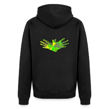 Shiponja kuq e zi, Shiptar, Kosovo, Durrt - Unisex Premium Bio Zip Hoodie - Schwarz - Hinten - Nico (187cm)
