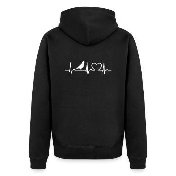 ECG curve - heart curve - pulse - pigeon - nature - Unisex Premium Organic Zip Hoodie - black - Back - Nico (187cm)
