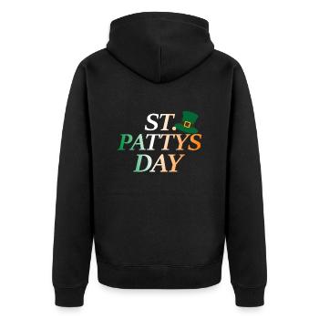 St. Patty's Day, St. Patricksday 2026 - Unisex Premium Bio Zip Hoodie - Schwarz - Hinten - Nico (187cm)