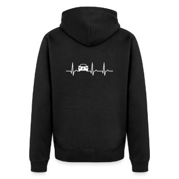 ECG curve - heart curve - pulse - electric car - CO2 - Unisex Premium Organic Zip Hoodie - black - Back - Nico (187cm)