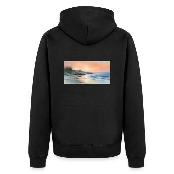 Beach Sunset - Unisex Premium Bio Zip Hoodie - Schwarz - Hinten - Nico (187cm)