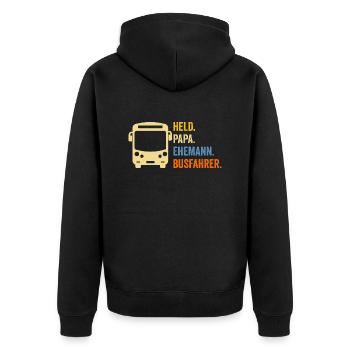 Bus Vater Papa Busfahrer - Unisex Premium Bio Zip Hoodie - Schwarz - Hinten - Nico (187cm)