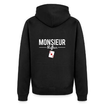 Monsieur bluffeur amateur poker humour - Veste à capuche bio Premium Unisexe - noir - Dos - Nico (187cm)