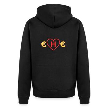 Teure Ehe - Unisex Premium Bio Zip Hoodie - Schwarz - Hinten - Nico (187cm)