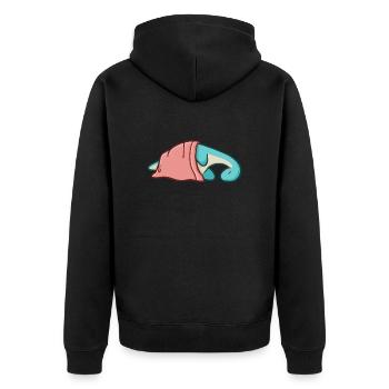 hugadino chef dino, cute dinosaur - Unisex Premium Organic Zip Hoodie - black - Back - Nico (187cm)