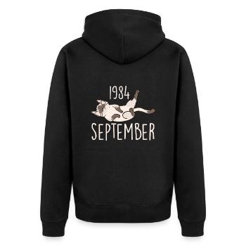 Legende September 1984 Geburtstagsgeschenk 1984 - Unisex Premium Bio Zip Hoodie - Schwarz - Hinten - Nico (187cm)