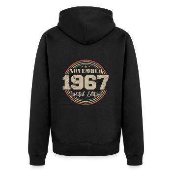 Cadeau D'anniversaire, Vintage Né En Novembre 1967 - Veste à capuche bio Premium Unisexe - noir - Dos - Nico (187cm)