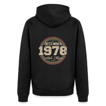 Les Légendes Sont Nées En Décembre 1978 - 1978 - Veste à capuche bio Premium Unisexe - noir - Dos - Nico (187cm)